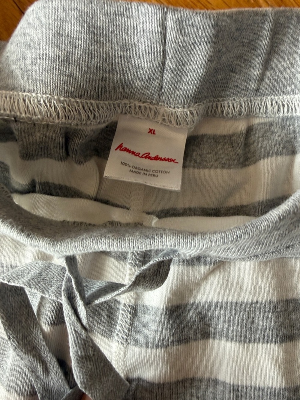 Hanna Andersson Organic Heather Gray White Striped Pajamas Adult Womens Set XL - Picture 6 of 11